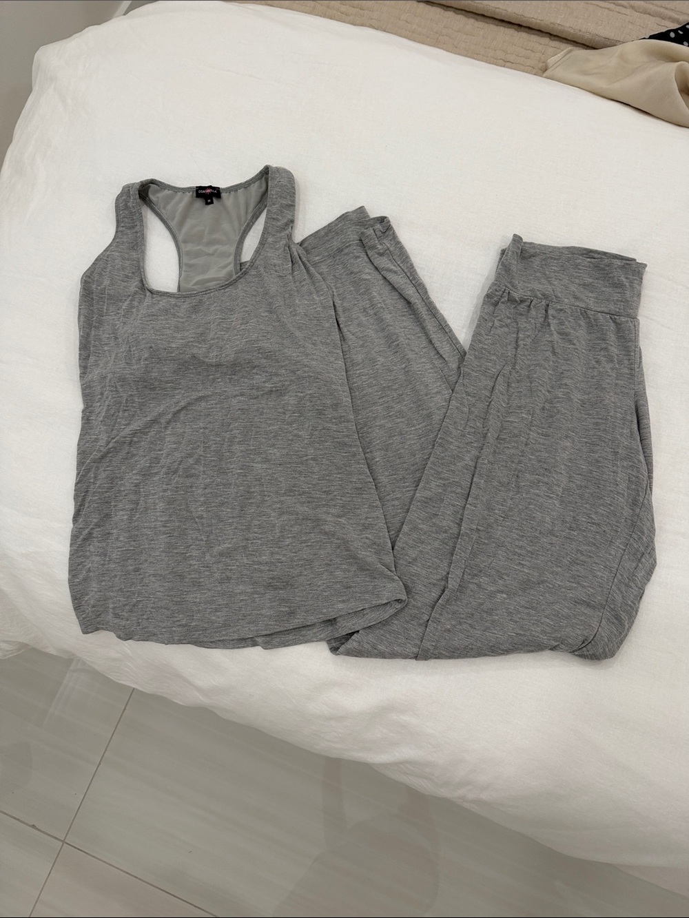 Cosabella Gray Racerback Tank and Lounge Pants Sleep Set